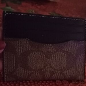 Coach Mens Signature Brown and Black Card Holder